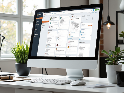 企业内部通讯软件界面展示，显示聊天窗口和安全防护图标，深蓝色背景，现代化设计风格